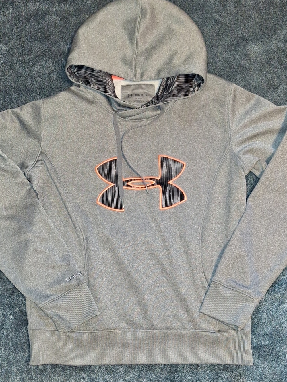 Under Armour  Gray Womans  Hoodie with Orange-Trim Logo.